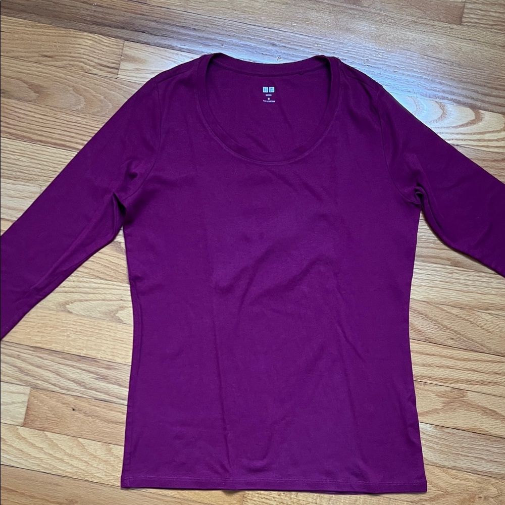 Uniqlo Women's Rich Purple Long Sleeve Tee